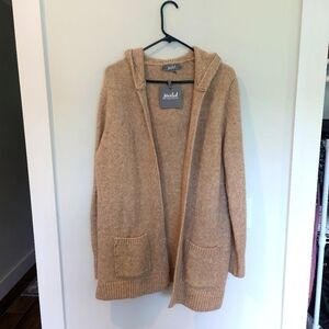 NWOT Hooded Open Front Long Sweater Size M